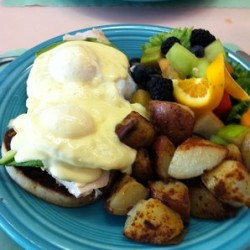 Chicken Avocado Eggs Benedict - The Cottage Restaurant